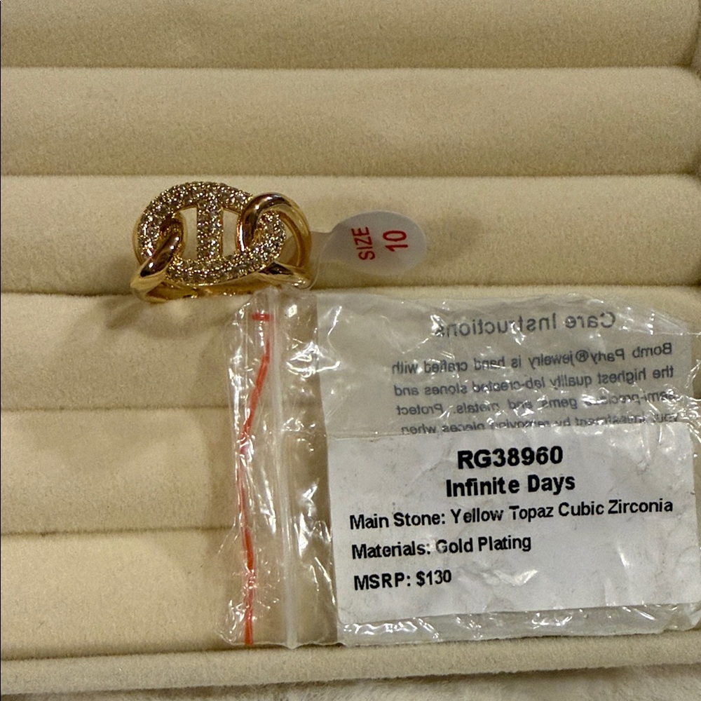 Infinite Days Gold Plated Yellow Topaz CZ Ring - Size 10